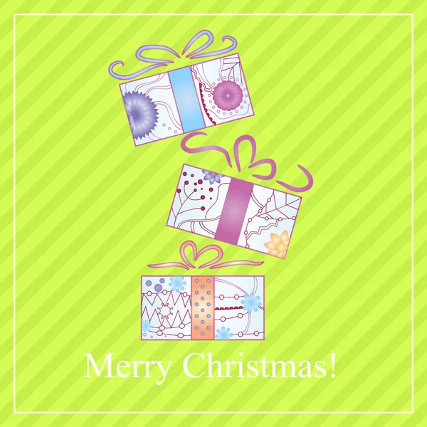 Joyeux Noël carte avec des cadeaux dégradés — Image vectorielle