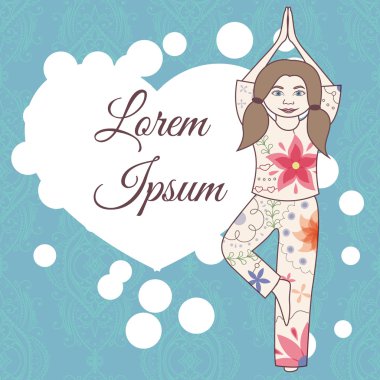 Çocuk yoga ile antika arka plan