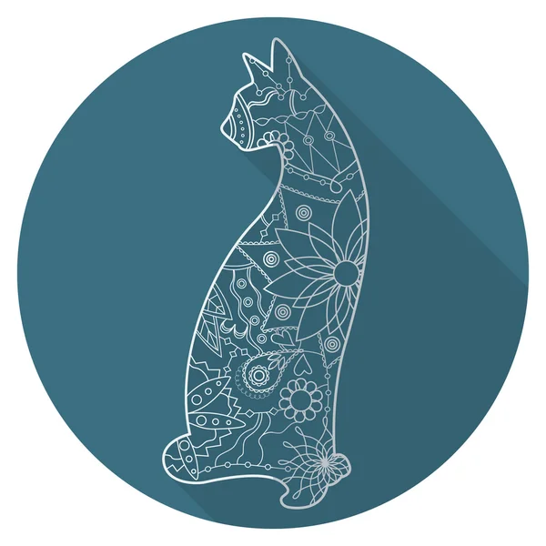 Platte pictogram van kat — Stockvector