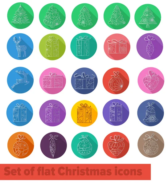 Плоскі ікони Різдвяний набір — стоковий вектор