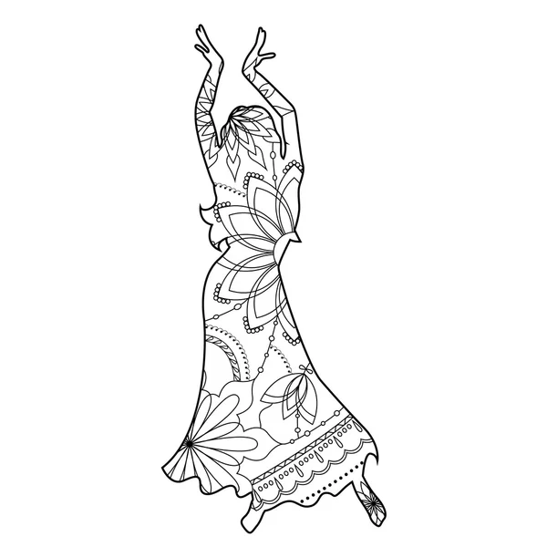 Bailarina oriental para colorear — Vector de stock