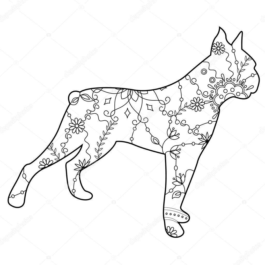Boxer Hond Kleurplaten Stockvector Marishayu 124499270