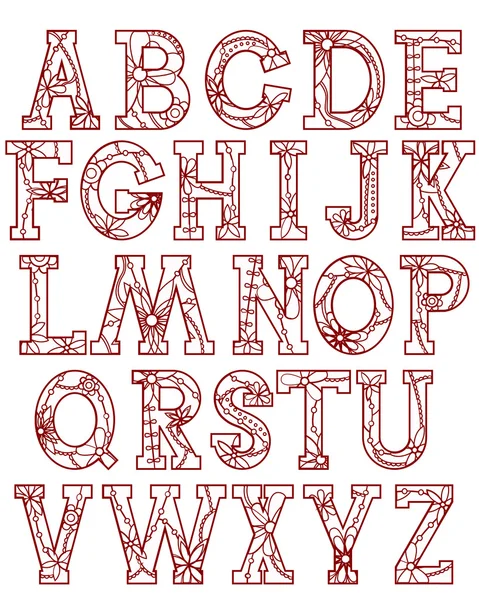 Alphabet vineux — Image vectorielle