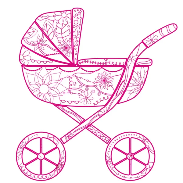 Kinderwagen voor meisje — Stockvector