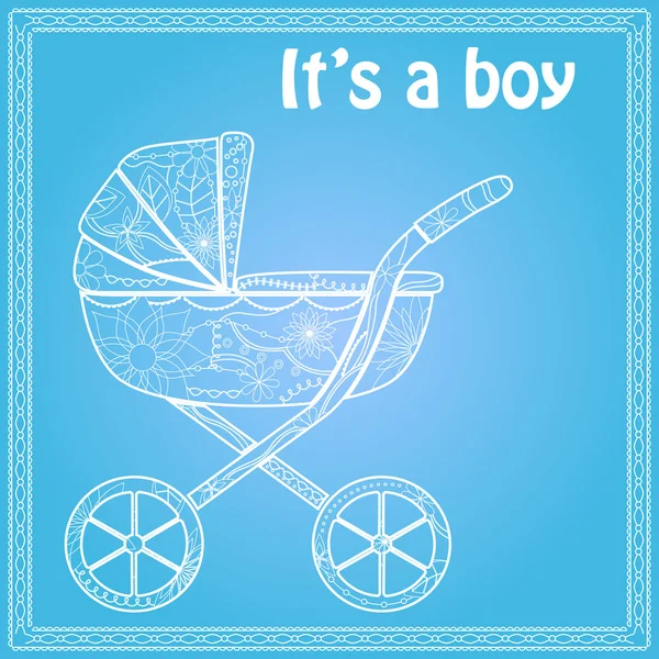 Είναι μια κάρτα αγόρι με το baby μεταφορά — Διανυσματικό Αρχείο