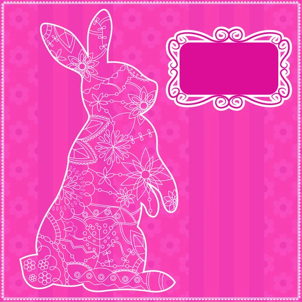 Fondo rosa con conejo — Vector de stock