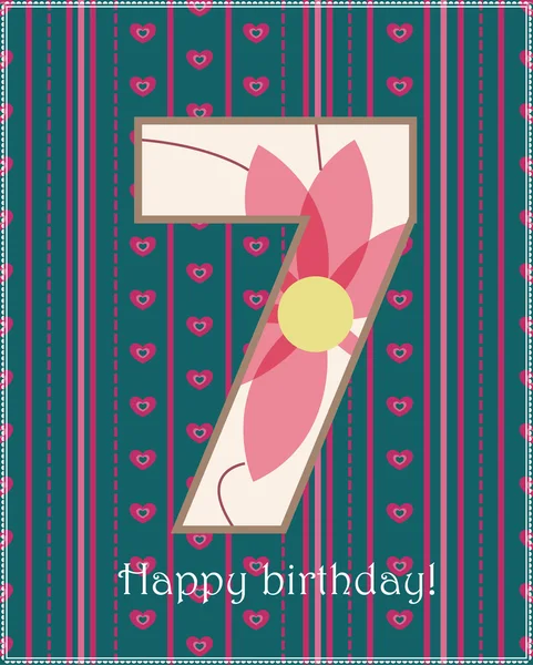 Joyeux anniversaire sept carte — Image vectorielle