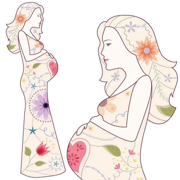 Vintage pregnant girls — Stock Vector