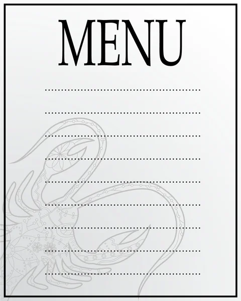 Menu blank with cancer — Stock Vector
