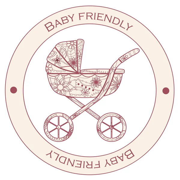 Baby-friendly růžová samolepka — Stockový vektor