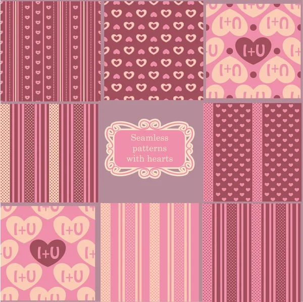 Conjunto de padrões vintage rosa — Vetor de Stock