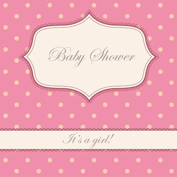 Vintage polka dot roze babydouche — Stockvector