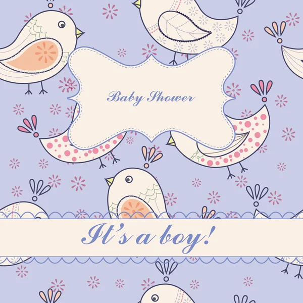 Vintage birdsbaby ducha chico — Archivo Imágenes Vectoriales