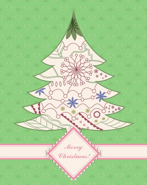 Fondo vintage con árbol de Navidad — Vector de stock