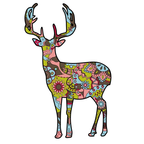 Deer silhouette christmas — Stock Vector
