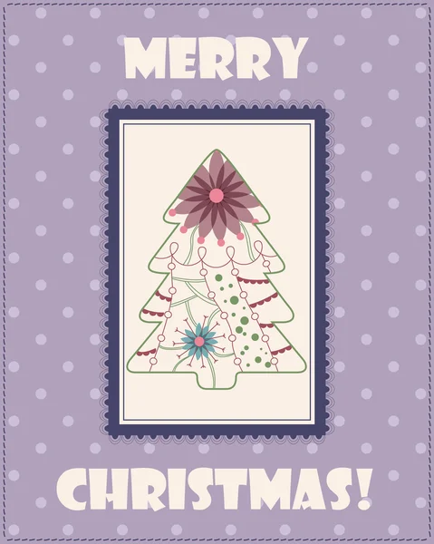 Tarjeta de Navidad con árbol vintage — Vector de stock