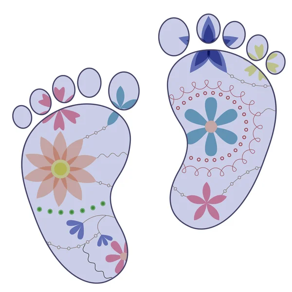 Bebê pés pintado silhuetas vintage menino Vetores De Bancos De Imagens Sem Royalties