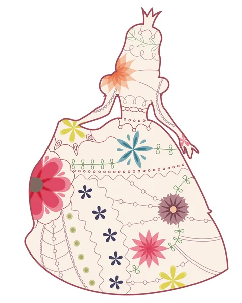 Prinses vintage silhouet — Stockvector