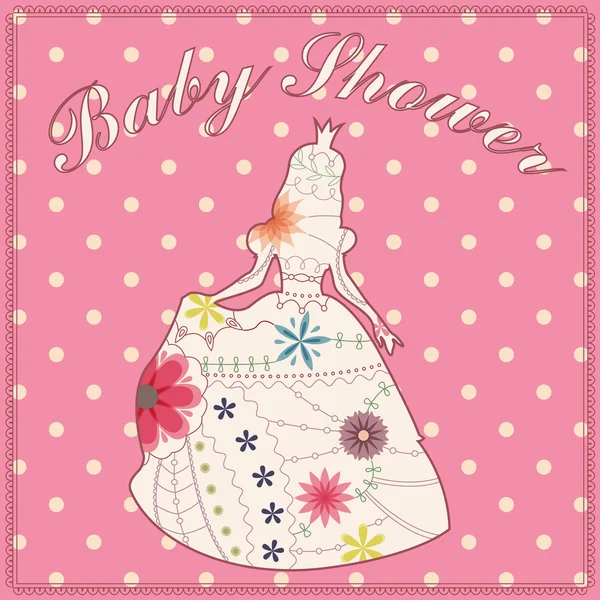 Princesa silueta vintage baby shower — Archivo Imágenes Vectoriales