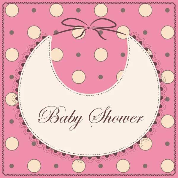 Babydouche met slabbetje roze vintage — Stockvector