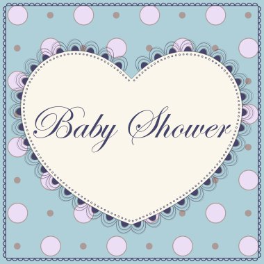 Bebek duş ile kalp mavi vintage