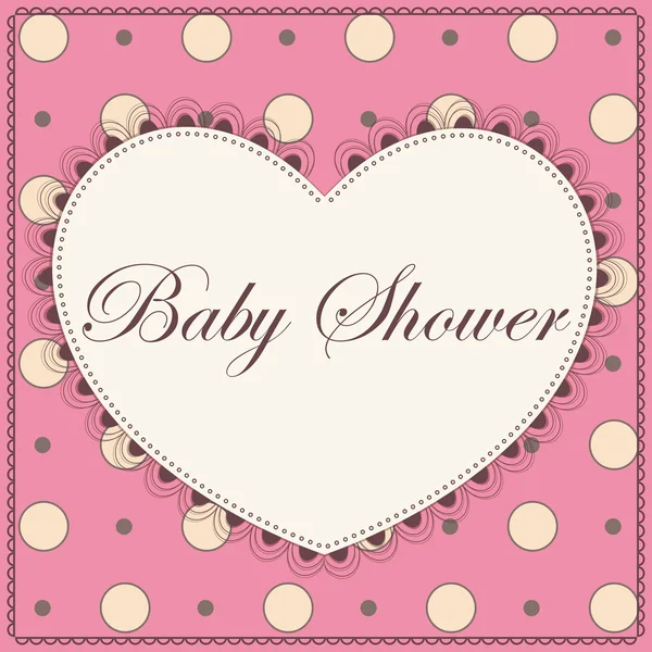 Babydouche met roze hart vintage — Stockvector