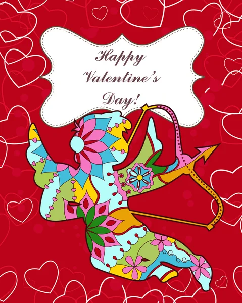 Happy dag van de Valentijnskaart kaart met Cupid — Stockvector