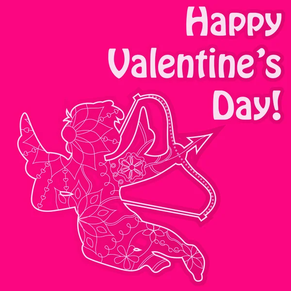 Cartão feliz Dia dos Namorados com Cupido — Vetor de Stock
