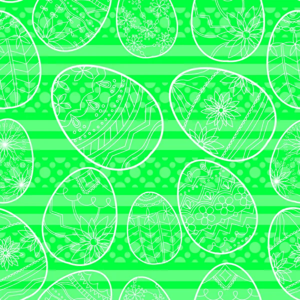 Patrón verde sin costuras con huevos de Pascua — Vector de stock