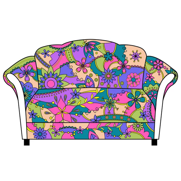 Festett színes sziluettje kanapé — Stock Vector