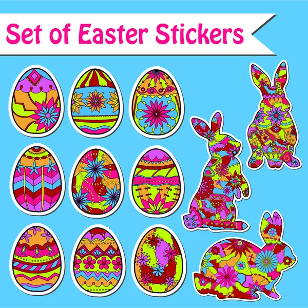 Conjunto de pegatinas de Pascua — Vector de stock