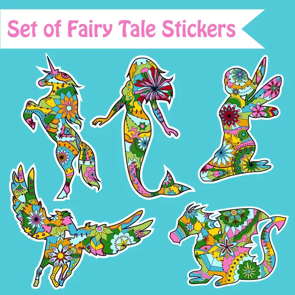 Set of fairy tale stickers — Stock Vector