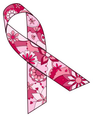 Pink ribbon painted silhouette clipart