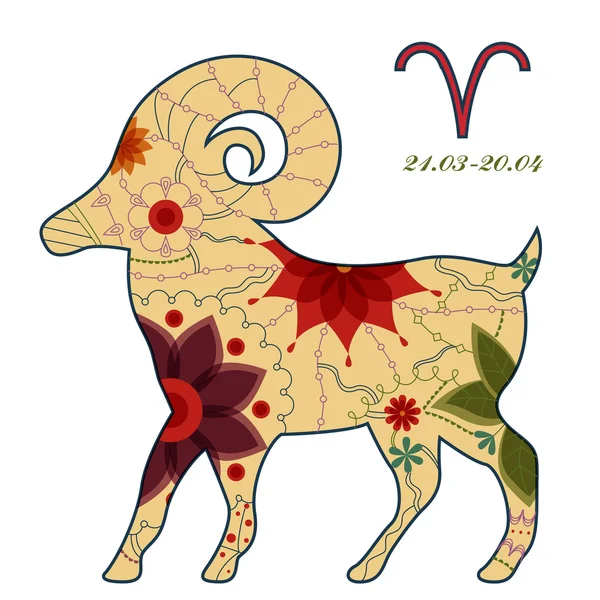 Aries signo del zodiaco retro — Vector de stock