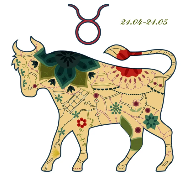 Taurus zodiac undertecknar retro Vektorgrafik