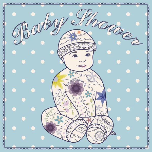 Ducha de bebé con bebé niño — Archivo Imágenes Vectoriales