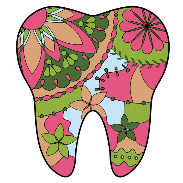 Silhueta de dente colorido —  Vetores de Stock