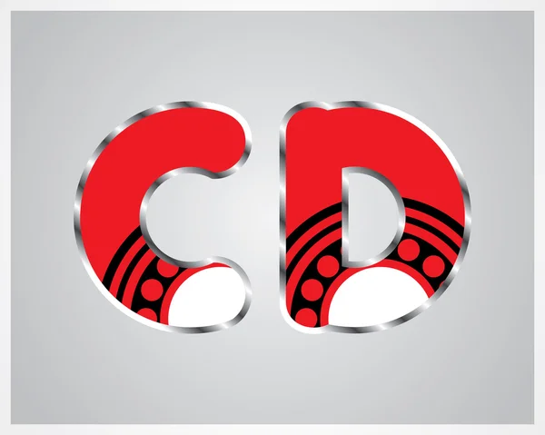 黒のアルファベット円と赤の背景にドット — ストックベクタ