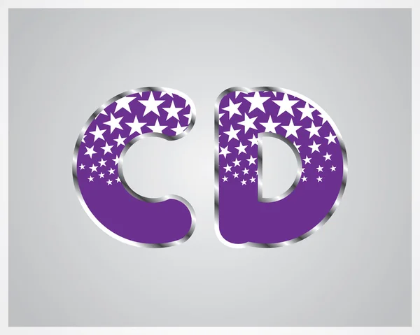 紫色の背景に星のアルファベット ホワイト — ストックベクタ