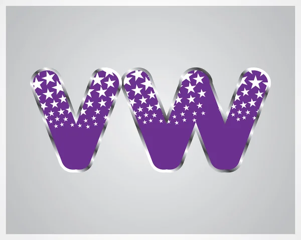 Alphabet  White stars on purple background — Stock Vector