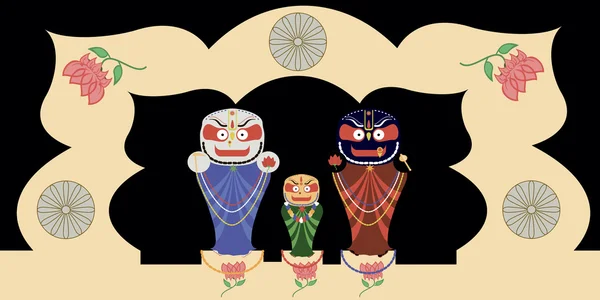 Jagannath, Baladev en Subhadra — Stockvector