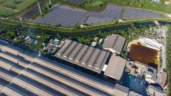Fabrikdach Aus Der Vogelperspektive Fläche Der Großanlage Von Oben Mit — Stockfoto