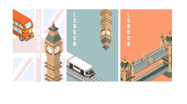 Isometrische beroemde plaats in Londen toren brug, vector illustratie — Stockvector