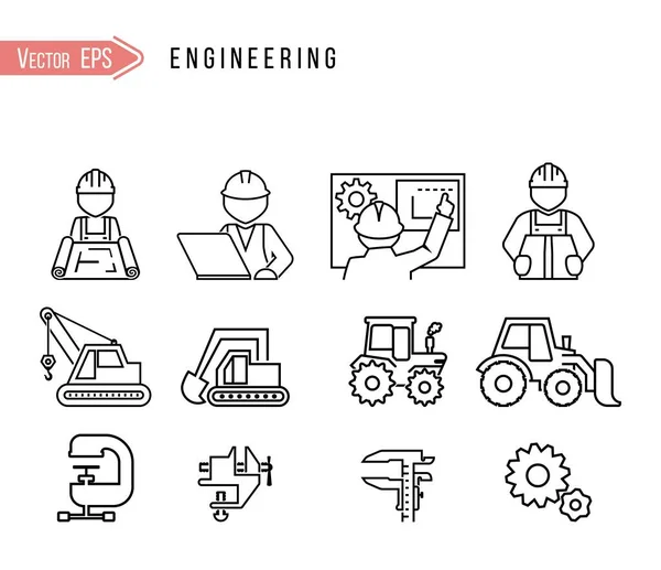 Outline web icons set - building, construction and home repair tools — Stock Vector