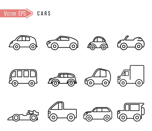 Αυτοκίνητα σύνολο εικονίδιο. Διαφορετικές μορφές διανυσματικών αυτοκινήτων. — Διανυσματικό Αρχείο