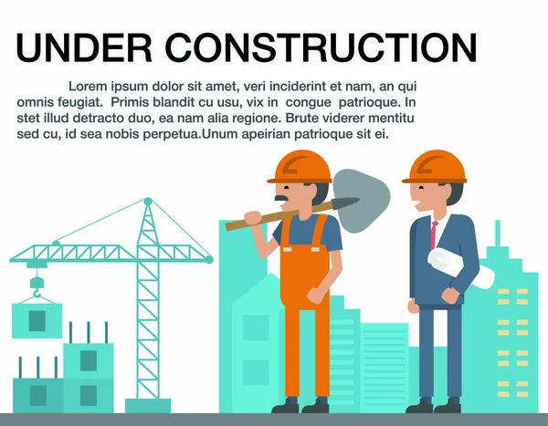 Illustration von im Bau befindlichen, Bau-Ikonen, Baustelle, Arbeiter, Werkzeuge, Vektorillustration — Stockvektor