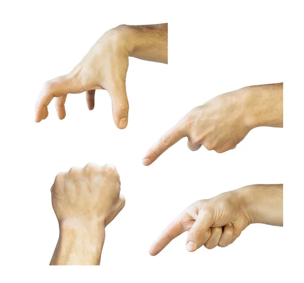 額の手のジェスチャー 指を指してる 手と拳をつかむ 白い背景に孤立した手のジェスチャー — ストック写真