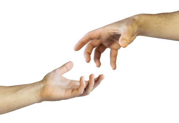 Kézfogás Gesztus Könyörgő Kézmozdulat Emberi Kéz Kézmozdulatok Elszigetelt Fehér Háttér — Stock Fotó