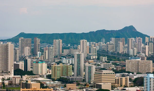 Downtown Honolulu Oahu Hawaï Avec Cratère Diamond Head Arrière Plan — Photo