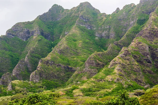 Jagged Mountain Peak Oahu Hawaii Koolau Mountain Range Running Entire — Stock Photo, Image